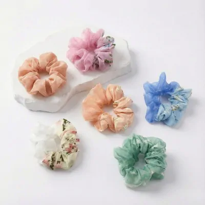 Scrunchies Combinado Gasa Floral X12