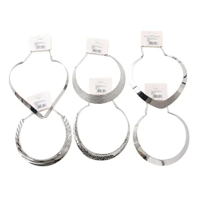 Collar Rigido Ancho Plateado X6