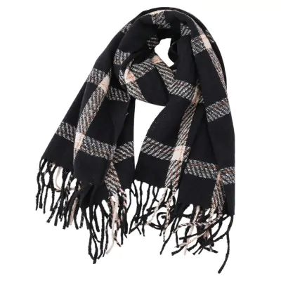 Pashmina Cuadrille Negro Y Beige