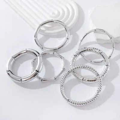 Pulsera Chunky Ccb Elastica Plateada X6