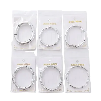 Pulsera Chunky Ccb Elastica Plateada X6