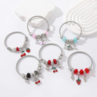 Pulsera Pandora Metal Cerrada - Plateado Frutal X6