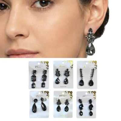 Aros Gemas Gotas Negra X6