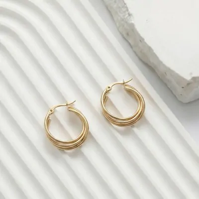 Argolla Acero Dorado Line X6