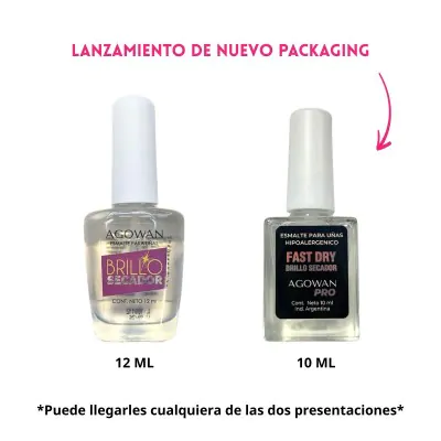 Esmalte Agowan Tratamiento 10ml Brillo Secador X2