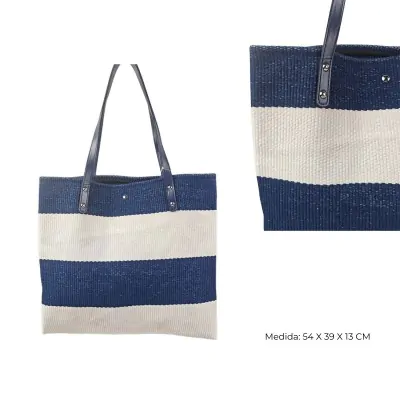 Bolso Canasto Playero Rayas Azul