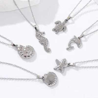 Collar Acero Oceano Plateado X6