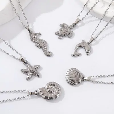 Collar Acero Oceano Plateado X6