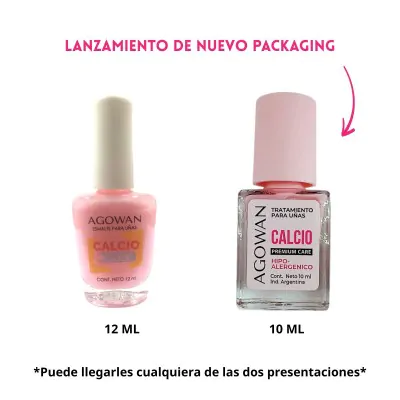 Esmalte Agowan Tratamiento 10ml Calcio Rosa X2