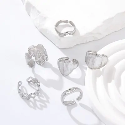 Anillo Acero Diseno Corazon Plateado X12