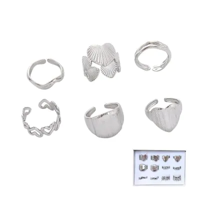Anillo Acero Diseno Corazon Plateado X12