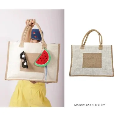 Bolso Canasto Shopper Con Bolsillo Camel