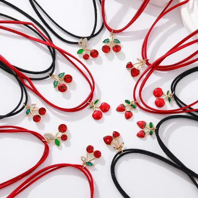 Choker Gamuza Cherry X12