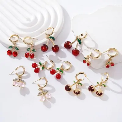 Argollas Trendy -cherry Cereza X6