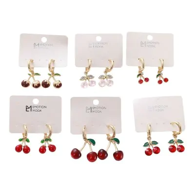 Argollas Trendy -cherry Cereza X6