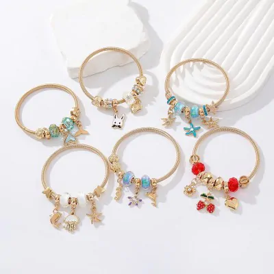 Pulsera Pandora Metal Cerrada - Dorado Cute X6