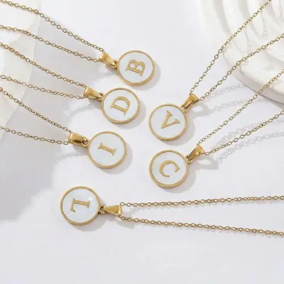 Collares Acero Letras B Dorado X6
