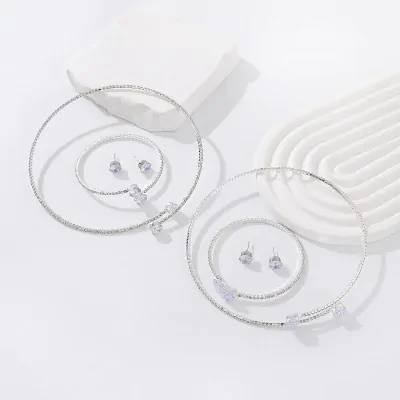 Set Collar Pulsera Stras Gema X6