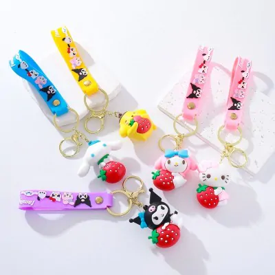 Llavero Goma Personaje Xl + Correa -sanrio Frutilla X12