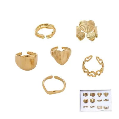 Anillo Acero Diseno Corazon Dorado X12