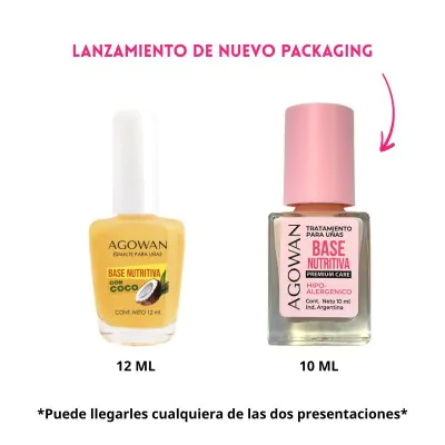Esmalte Agowan Tratamiento 10ml Base Nutrit Con Coco X2