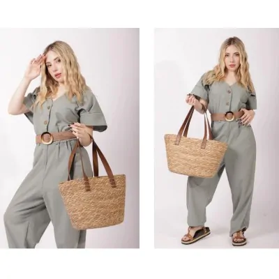Bolso Canasto Rigida Cinta Marron