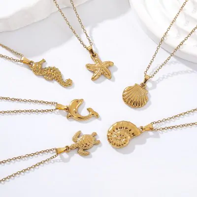 Collar Acero Oceano Dorado X6
