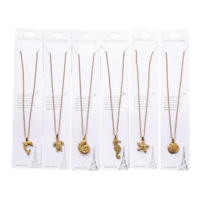 Collar Acero Oceano Dorado X6