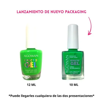 Esmalte Agowan Gel Cremoso 10ml E76 Verde Neon X2