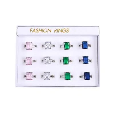 Anillos Con Piedra Color Octogono X12