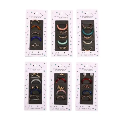 Set Anillos Metalicos Dorado + Acrilico X6