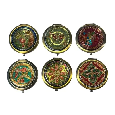 Espejo Acero Redondo Dorado Mandala X6