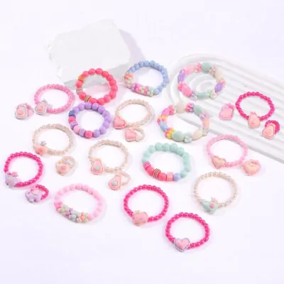 Set Pulsera Colita Infantil Pelotitas Postre X10