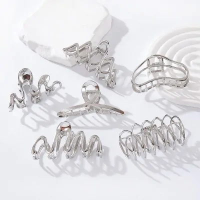Broche Borde Metal Grande Plateado X6