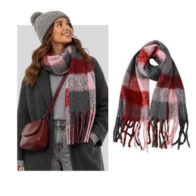 Manton Nube Cuadros Bordo