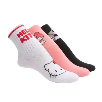Medias 1/3 Caña Chicos Estampado Hello Kitty & Friends Talle 3 Elemento X12