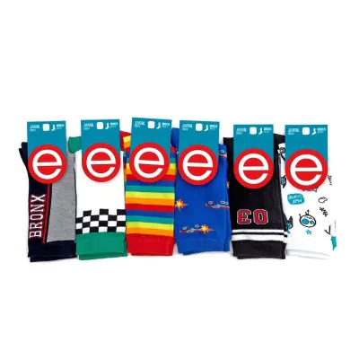 Medias 1/2 Cana Estampado Surtido Varon Talle 5 Elemento X12