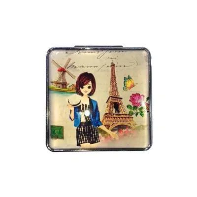 Espejo Silicona Cuadrado Paris Girl Indigo