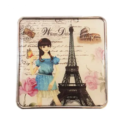 Espejo Silicona Cuadrado Paris Girl Celeste