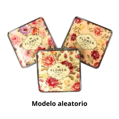 Espejo Silicona Cuadrado Floral Retro Roses