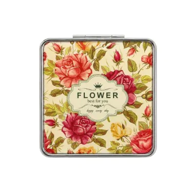 Espejo Silicona Cuadrado Floral Retro Roses