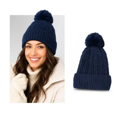Gorro Dama Trenzado Con Pompon