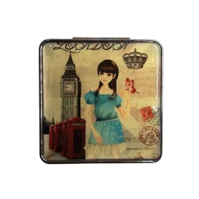 Espejo Silicona Cuadrado Paris Girl Celeste London