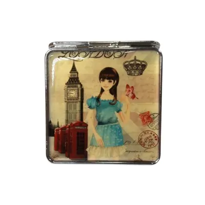 Espejo Silicona Cuadrado Paris Girl Celeste London