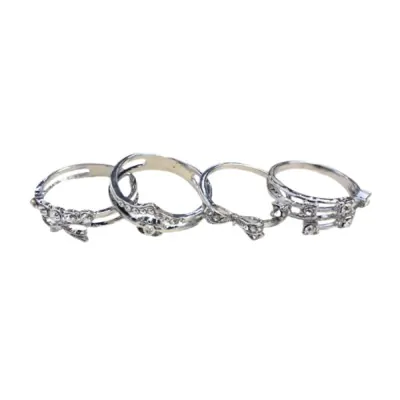 Set Anillo Aleacion Stras Surtido X4