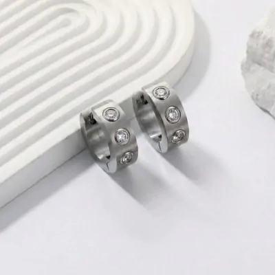 Aros Acero Argolla 3 Stras N6 X12