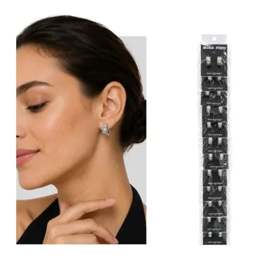 Aros Acero Argolla 3 Stras N6 X12