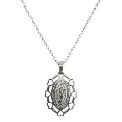 Collar Acero Quirurgico 316l Con Dije Virgen Corazon