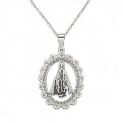 Collar Acero Quirurgico 316l Con Dije Virgen