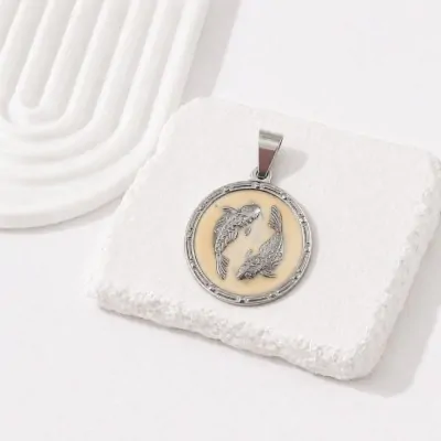 Dije Acero Medalla Zodiaco Piscis